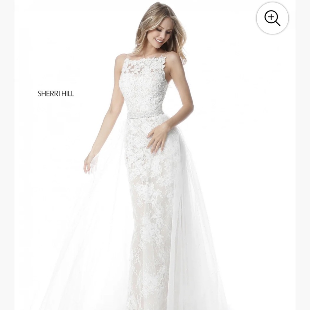 Sherri Hill Light Blue Lace Gown